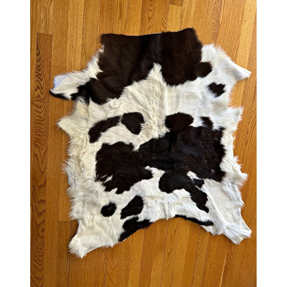 Sunshine Cowhides Genuine Calfskin Rug 2x3 Ft Chocolate & White Cowhide Accent